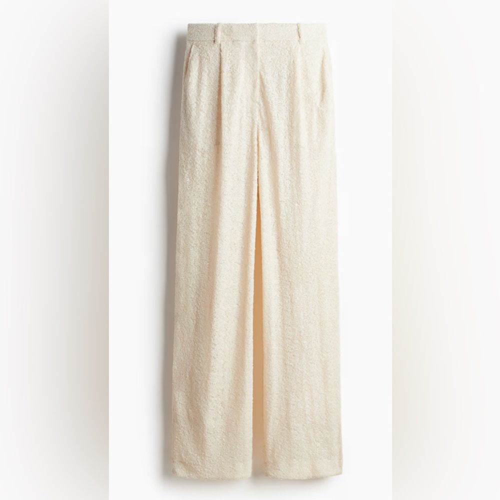 H&M Cream Wide-Leg High-Waist Pants